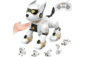 okk Roboter Hund Kinder Ferngesteuerter Spielzeug, Intelligenter interaktiver Robohund, Roboterhund für Kinder mit 18 Funktionen, Programmierbarer Tanz Musik RC Hund Roboter Spielzeug für 3-12 Kinder