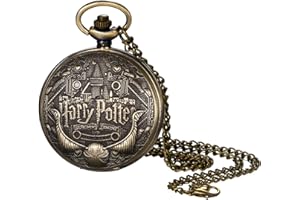 JewelryWe Pocket Watch Men Women Vintage: Retro Analogue Quartz Chain Watch Neck Watch with Necklace Chain Pocket Watch Bronze Unisex Gift