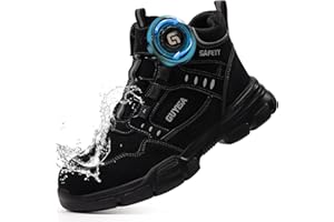 GUSAYEX Steel Toe Cap Safety Boots Mens Lightweight Work Boots with Puncture Proof Midsole & Quick Lace Swivel Buckle Comfortable Safety Shoes for Construction, Warehouse，Logistics and Factory