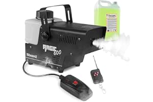 beamz RAGE600 Smoke Machine Set - 600W Halloween Fogger with Wired & Wireless Remote Controls and 5L Fluid for Home Parties, Disco & Lighting Effects
