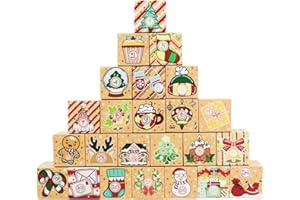 TLOXO Scatole Calendario Dell'avvento,24 Scatole Calendario Natale,Calendario dell'Avvento Fai da Te Scatole Carta,Dell'Avvento Catole Regalo, Calendario avvento per Natale (Pergamena)