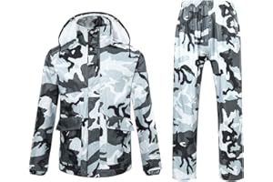 Freiesoldaten Uomo/Donna Giacca impermeabile/Pantaloni tuta antivento Cappotto/pantaloni Set Moto impermeabile con cappuccio a scomparsa