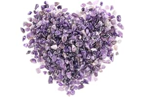 Swpeet 1 libra de amatista, pequeñas virutas de piedras preciosas, piezas trituradas, piedras de forma irregular, piedras de cristal, perfectas para hacer joyas y decoración del hogar, Piedra