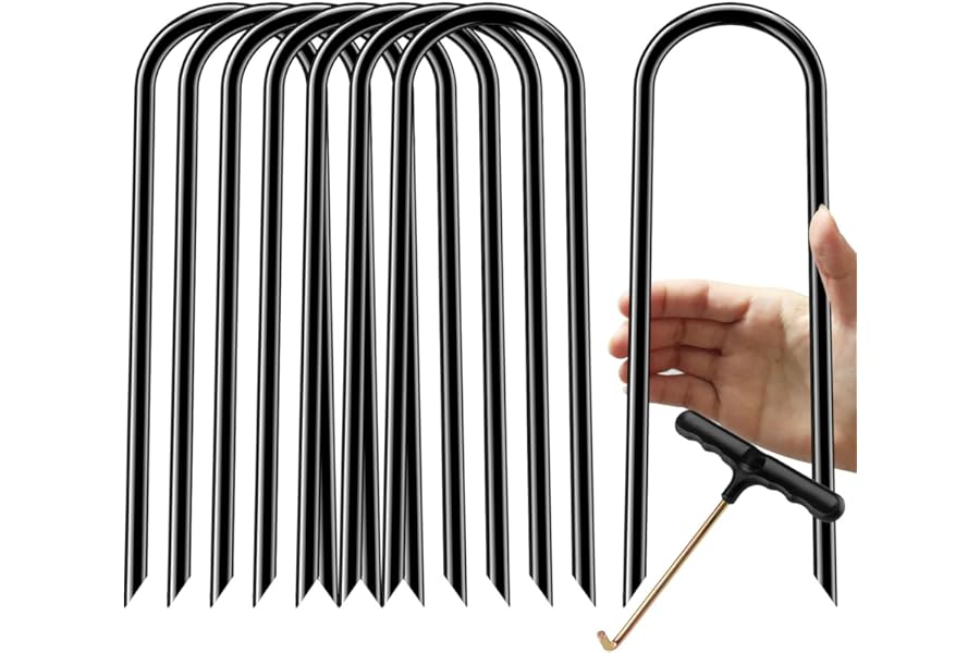Trampoline Stakes high Wind, Heavy Duty Trampoline Anchors, Galvanized Steel Wind Stakes for Trampoline (Black U Type 8pcs)