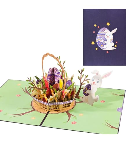 D4DREAM Oster-Pop-Up-Karte – 3D Karte Mit Osterhasen & Kreuz, Inkl. Umschlag