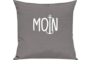 Kleckerliese Dekokissen Moin Anker Kissenbezug Kissen Kissenhülle 40x40cm, Farbe Grau