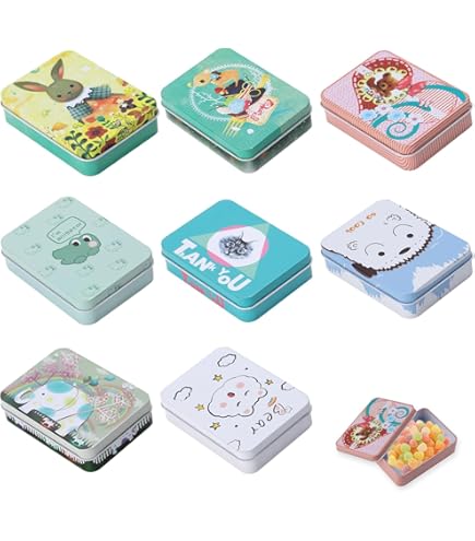 Nivofu, 6 stuks metalen doos, creatieve kleine blikken doos, draagbaar, leeg metalen blik met deksel, vintage rechthoekige blikken container, mini-opbergset voor thuis organizer, snoep, haarclips