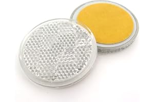 PLASTIC REFLECTORS 227s Self-Adhesive Reflectors -Stick-On Round Circular Trailer Caravan Reflectors - Suitable for Vehicles, Cycle Carriers, Gateposts - E-Approved - White - 50mm - Depth 6 mm - 2 Pack