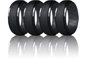 Dookeh Atmungsaktiver Herren-Ehering aus Silikon, Gummi-Ringe für Männer, schwarz-blau, Camouflage-Verlobungsband, ideal für Workout, 1–4–7 Stück