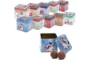 com-four® 12x lata para galletas, caja metálica para navideñas, caja festiva con tapa, dulces y regalos [selección variable] (12 piezas - colores surtidos)