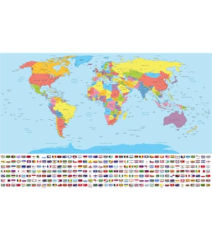 World Map Pin Board A3 LAMINATED WORLD Map Atlas Educational Wall Chart ...