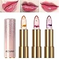 Sitovely 3 Pcs Crystal Jelly Flower Lipstick Set, Magical Temperature Color Changing Moisturizer Flower Lip Balm, Nutritious Lip Stick with Starry Sky Gift Box