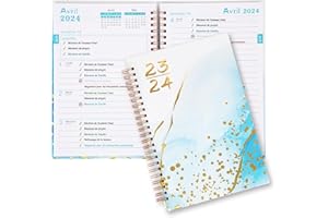 Agenda Scolaire 2023 2024 | Agenda Journalier | Agenda 2023 2024 Spirale | Agenda Semainier de Septembre 2023 à Août 2024 | Adapté aux écoles,au Bureau et à la Famille | A5(22x16cm)