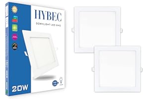 CLAR HYBEC - Spot LED Carré Encastrablé, Spot LED Encastrable Downlight Carré, Lustre Chambre, Bureau Blanc, Downlight LED Salle de Bain, Luminaire Encastrable Carré LED 20W (Pack 2)