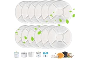 KOMABLEN 12 Piezas Filtros Fuente Gatos, Filtro Fuente Gato Redondo de Repuesto, Filtración Cuádruple Filtro Bebedero Fonte de Agua Carbón Activado de Resina Perro Animal