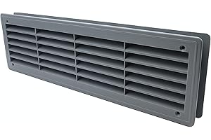 VENT SYSTEMS Rejilla de ventilación para puertas – Rejilla de ventilación – Cuarto de baño, gabinete, garaje a través de la cubierta de ventilación – Color: gris - 46 x 13.5 cm (44 x 12 cm)