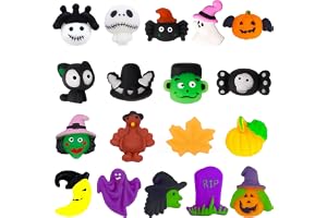 Halloween Mochi Squishy Toys sats, 18 stycken Kawaii djur mjuk silikonleksak klämleksak söt anti-stressleksak för barn, stressminskning squishy för barns födelsedag, fest, gästpresenter