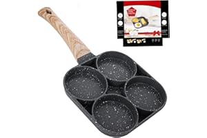 SQXALDM Poêle à Omelette 4 Trous Hamburger Aux œufs Frits Pour Le Petit-Déjeuner Petite Poele Pancakes Antiadhésive En Aluminium Au Plat Hamburger Pour Cuisinière à Gaz Et Lnduction Pour Tous Feux (Noir)