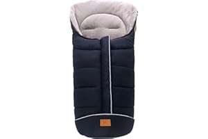 MIRACLE BABY Sacco Termico Invernale per Passeggino, Coprigambe Bebè con 3 o 5 Punti di Ancoraggio, Footmuff Universale per Seggiolino Auto, Coperta 102 * 54cm Impermeabile e Antivento, Blu Scuro