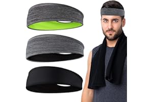 LUXIREMI Lot de 3 bandeaux pour homme, anti-transpirant, respirant, pour le sport et la course à pied