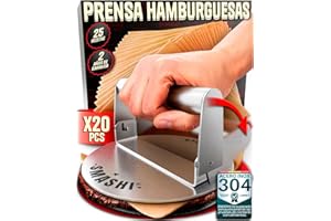 SMASHI BURGER SMASHI® Aplastador de Hamburguesas Plegable Acero Inoxidable 304 - Smash Burger Kit Burger Smasher Profesional - Prensa Hamburguesas (Smasher Plegable)