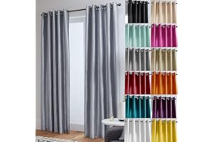 John Aird Luxury Faux Silk Fully Lined Eyelet Curtains (Silver, 117cm Width x 183cm Drop (46"x 72")