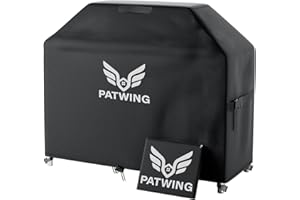 PATWING Funda Barbacoa,Funda para Barbacoa Impermeable,Funda Barbacoa Exterior,600D Oxford Funda Protector para Barbacoa de Gas,Anti-Viento/UV/Resistente al Desgarro BBQ Cover (Negro, 147*61*117cm)