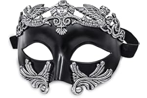 MYSEUNI Máscara de mascarada para hombre, máscara griega romana, máscara veneciana de media cara para mascarada, baile, Mardi Gras, fiesta de Halloween