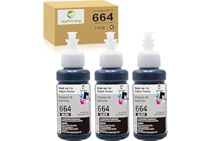 JoyPrinting Compatible Refill Ink Bottle Replacement 664 T664 Ink Multipack (3-Pack T6641) for ET-2500 ET-2550 ET-2600 ET-2650 ET-4500 ET-14000 L100 L110 L350 L355 L555 3 Pack