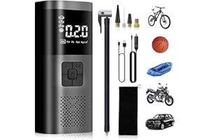 BAKTH Przenośna Sprężarka Powietrza 6000mAh, 150Psi Mini Elektryczna Pompa Rowerowa z Ekranem LCD i Lampą LED, Inflator Elektryczny Opony Bezprzewodowej, 4 Tryby Samochodów, Rower, Motocykl, Piłka