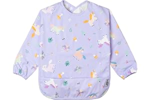 BABATÉ Kids Babero con Mangas Impermeable | Baberos Bebe Impermeables con Bolsillo | 6 a 30 meses | Doble Forro Antifugas, Puños Elásticos y Cierre Fácil Autoadherente | Babero BLW | Apto Lavadora