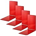 Alco-Albert 4301-12-4 Metal Bookends, Pack of 4, Red, 14 x 14 x 8.5 cm, for School, Office and Home