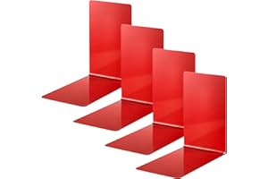 Alco-Albert 4301-12-4 - serre-livres en métal, 4 pièces, rouge, 14 x 14 x 8.5 cm, pour l'école, le bureau et la maison