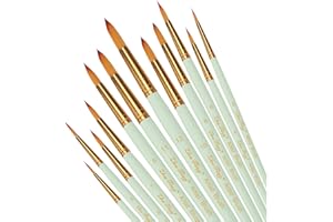 SILITHUS Paint Brushes 12 Pieces Set,Professional Paint Brush Round Pointed Tip Nylon Hair Artist Acrylic Brush for Acrylic Watercolor Oil Painting Body Paint (Mint green)