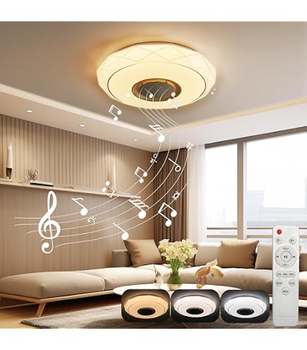 zemty ø30cm Plafoniera RGB con Altoparlante Bluetooth, 24W LED Plafonieras Cambio Colore Dimmerabile, Plafoniera Intelligente con Controllo APP e Telecomando per Camera Bambini Soggiorno Bagno