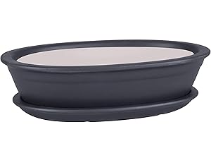 ‎BOTLE botle Bonsai Schale Baum Mini Garten Keramik Ton Blumentopf Blumenschale Untersetzer schwarz 6 Grosse (32)