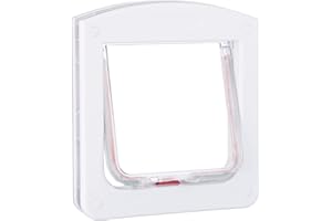 Relaxdays Gatera Magnética, Puerta para Gatos y Perros Pequeños, 4 Modos, Magnética, Plástico, 1 Ud., 22 x 20 cm, Blanco