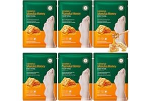 VIRELLAY 6 Paar Honig Fußmaske, Hornhaut Socken, Repariert Raue Fersen, Cracked Haut fußmaske Socken, Feuchtigkeitsspendende Anti Hornhaut Socken, Exfoliating Fussmaske für Männer und Frauen (Honig)