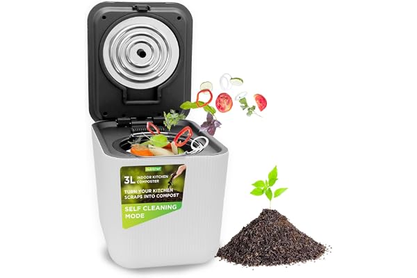 Nutrichef 3L elektrisk kökskomposter – kompostbehållare för matrester | Bänkskiva automatisk kompostbehållare | Torr, krossning och kylfunktioner