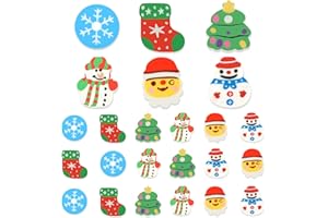Amaxiu Lot de 24 gommes à crayon de Noël pour enfants, gommes mignonnes en forme de Père Noël, gommes amusantes pour les vacances d'hiver, flocons de neige en vrac, gommes de bureau gommes 6 styles
