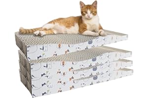 ABRFC Cat Scratching Board Cat Scratcher Cat Scratch Pad Cardboard Cat Scratchers for Indoor Cats Reversible Large Wide Corrugated Double-Sided Usability (4 Pack Board)