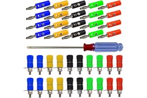 Senven 40pcs connecteur Banane, Adaptateur de Terminal Banane 4mm, connecteur Banane, connecteur Femelle Panneau Banane - 5 Couleurs (20 mâle + 20 Femelle)