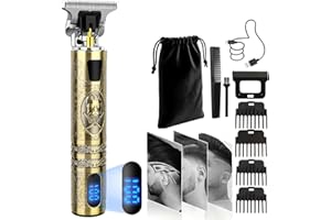 XkuiHF Tondeuse Cheveux Hommes, Tondeuse Barbe et Cheveux Homme – Tondeuse Professionnelle IPX7, Lame T Zéro écart, 4 Peignes (1.5-4mm), Rechargeable USB pour Coupe Précise (barbe)