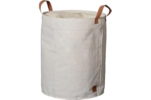 LOVE !T STORE !T LOVE IT STORE IT - Premium - Panier Rangement Pliable en Lin Beige, Poignées Cuir Textile, Polyvalent, Panier à Linge, Boîte de Rangement Tissu, 40x40x45cm