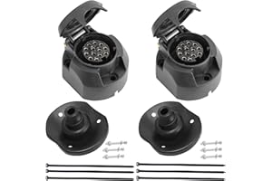 DARKGUARD Prise 13Broches Remorque,2 Pièce Prise Attelage 13Broches 12v,Adaptateur Prise Femelle Auto Remorque Camion,Prise 13broches Etanche pour Agricole Véhicule,VoitureCaravane (DG13S-2)