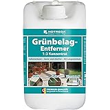 HOTREGA Grünbelag-Entferner 1:3 Konzentrat 5L - Algen, Grünspan und Grünbeläge entfernen - Einsetzbar auf Stein, Holz und Kun