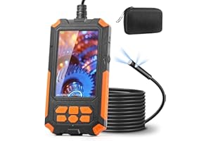 H2 Life Endoskopkamera Inspektionskamera Doppelobjektiv mit LED-Licht 1080P HD Industrieröhrenkamera 4,5-Zoll-IPS-Bildschirm IP68 Wasserdichte 8-mm-Tiny-Kamera, 5 Meter, 3500-mAh-Akku, 32-GB-TF-Karte