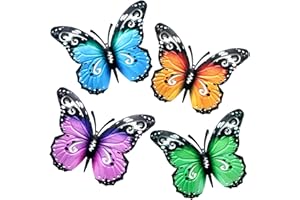DPZO 4 PCS Large Metal Butterfly Garden Wall Ornaments,Outdoor Metal Garden Wall Art,Butterfly Hanging Ornaments Sgarden Wall Decorations Yard Wall Decor (Butterfly-style (4 Pcs)