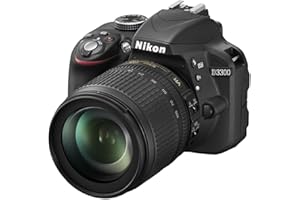 Nikon D3300 - Cámara réflex digital de 24.2 Mp (pantalla de 3", estabilizador de imagen, zoom óptico de 5.8x, grabación de vídeo Full HD), negro – kit con objetivo AF-S DX 18-105 mm VR [Versión EU]