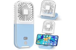Dealswin Mini Ventilateur Portable Ventilateur à Main USB Rechargeable Petit Portatif Portable Ventilo Ventilateur de Poche Silencieux Fan Pour Bureau, Maison, Extérieur, Dormir (Bleu)